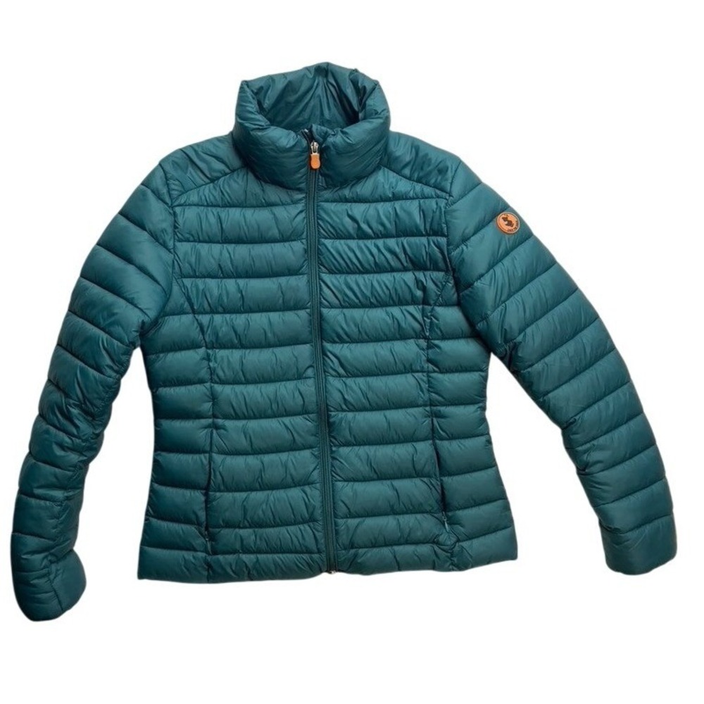 Save The Duck Camilla Puffer Jacket Women Teal Quilted Lightweight Size S